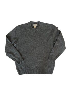 L.L.Bean Sweater Mens Size Large Grey Crewneck Wool Shetland Style 271087